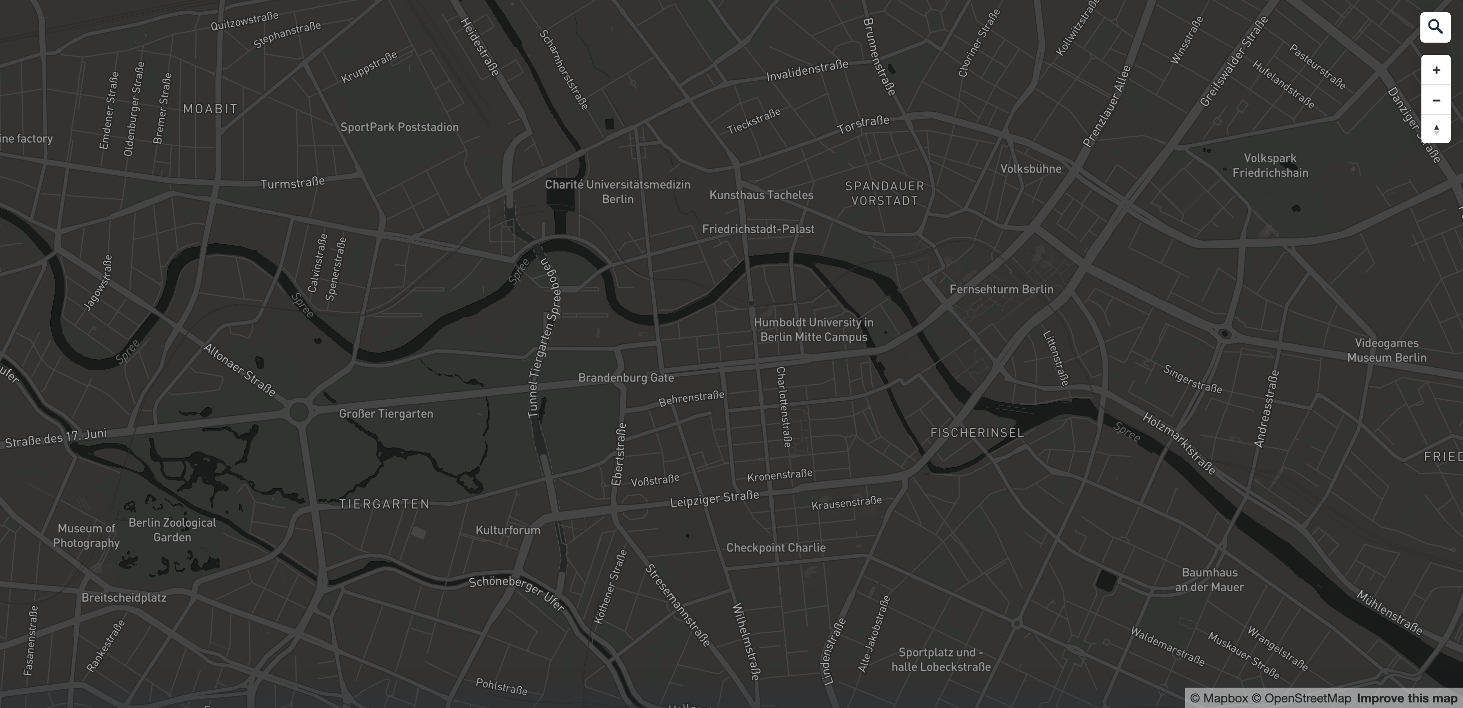 mapbox-Karte im Dark-Mode
