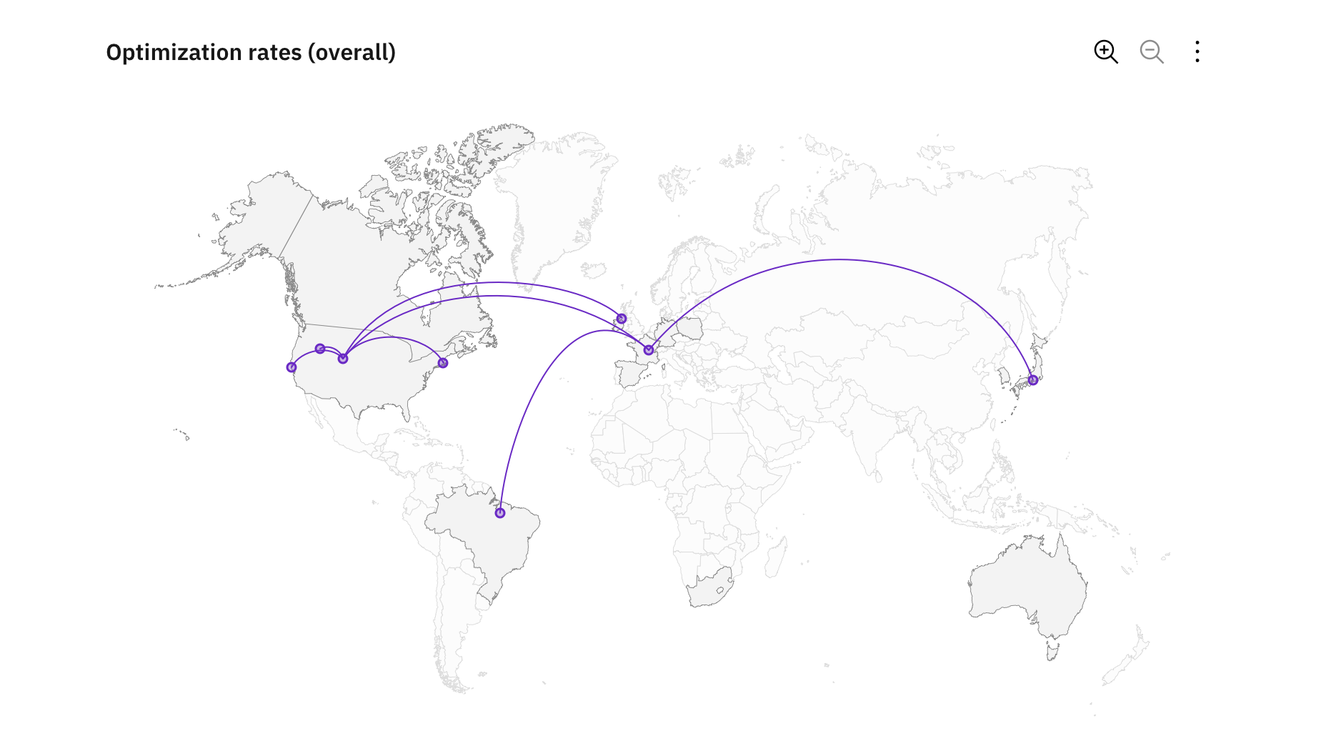 Verbindungslinien auf einer geographischen Karte